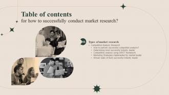 How To Successfully Conduct Market Research Table Of Contents Ppt Visual Aids Icon MKT SS V