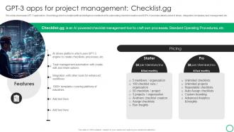 How To Use GPT 3 In OpenAI Playground GPT 3 Apps For Project Management Checklist Gg ChatGPT SS V