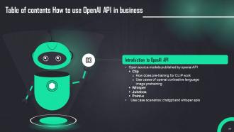 How To Use OpenAI API In Business Powerpoint Presentation Slides ChatGPT CD Compatible Editable