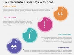 Hp four sequential paper tags with icons flat powerpoint design