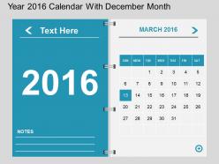 Hp year 2016 calendar with december month flat powerpoint design
