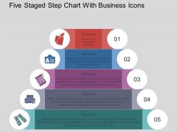 Hq five staged step chart with business icons flat powerpoint design