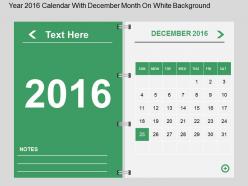 Hq year 2016 calendar with december month on white background flat powerpoint design