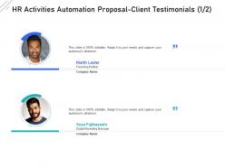 HR Activities Automation Proposal Client Testimonials Teamwork Ppt Powerpoint Slide