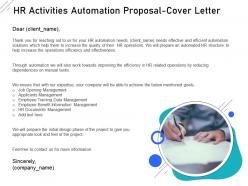 HR Activities Automation Proposal Cover Letter Ppt Powerpoint Outline Example