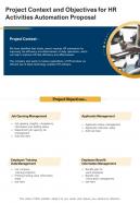 HR Activities Automation Proposal For Project Context And Objectives One Pager Sample Example Document
