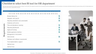 HR Analytics Implementation Checklist To Select Best Bi Tool For HR Department