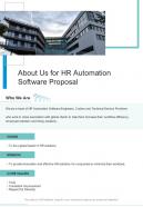 HR Automation Software Proposal About Us One Pager Sample Example Document