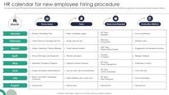 HR Calendar For New Employee Hiring Procedure