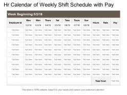 Hr calendar of weekly shift schedule with pay