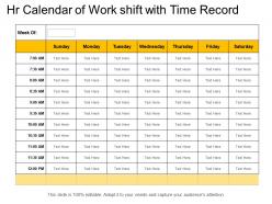 Hr calendar of work shift with time record