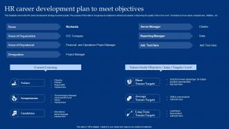 HR Career Development Plan To Meet Objectives