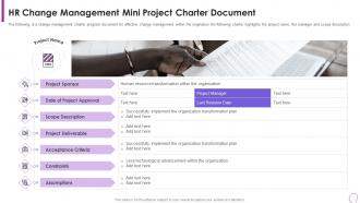 Hr Change Management Mini Project Charter Document Human Resource Transformation