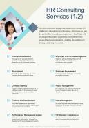 HR Consulting Services HR Proposal One Pager Sample Example Document