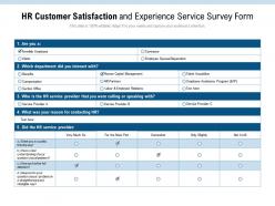 HR Customer Satisfaction And Experience Service Survey Form