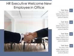 Hr executive welcome new employee in office