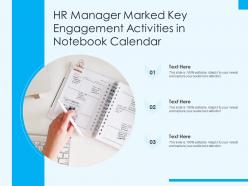 Hr manager marked key engagement activities in notebook calendar
