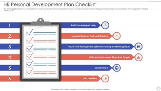 HR Personal Development Plan Checklist