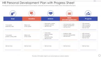 HR Personal Development Plan With Progress Sheet