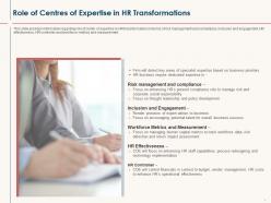 Hr service delivery role of centres of expertise in hr transformations ppt graphic images