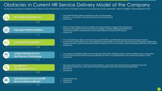 Hr Service Delivery Strategic Process Obstacles In Current Hr Service Delivery Model Of The Company