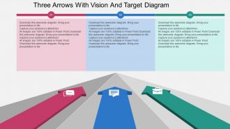 Hr three arrows with vision and target diagram flat powerpoint design