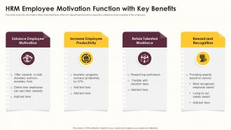 HRM Employee Motivation Function With Key Benefits
