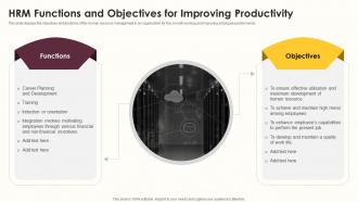 HRM Functions And Objectives For Improving Productivity