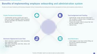 HRMS Deployment Plan Benefits Of Implementing Employee Onboarding And Administration