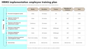 HRMS Implementation Employee Training Plan Ppt Microsoft