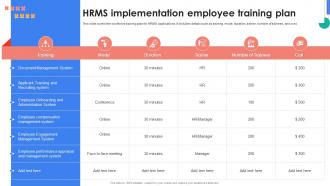 HRMS Rollout Strategy HRMS Implementation Employee Training Plan