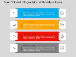 Hs four colored infographics with nature icons flat powerpoint design