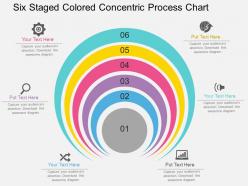 Hs six staged colored concentric process chart flat powerpoint design