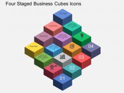 Ht four staged business cubes icons flat powerpoint design