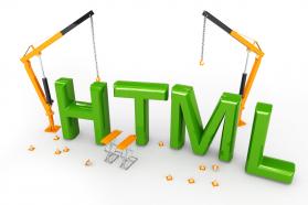 Html text with crane in background stock photo