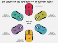 Hu six staged mouse text boxes with business icons flat powerpoint design