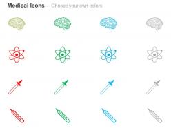 Human brain nuclear chemical dropper thermometer ppt icons graphics