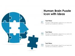 Human brain puzzle icon with ideas