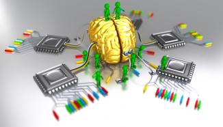 Human brain with multiple ic stock photo