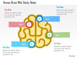 Human brain with sticky notes flat powerpoint design