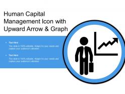 Human capital management icon with upward arrow and graph