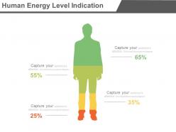 Human energy level indication percentage chart powerpoint slides