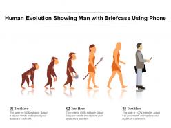 Human evolution showing man with briefcase using phone