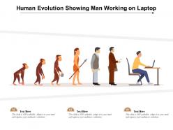 Human evolution showing man working on laptop