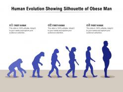 Human evolution showing silhouette of obese man