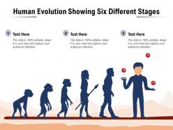 Human evolution showing six different stages