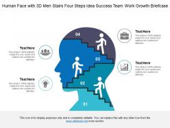 Human face with 3d men stairs four steps idea success team work growth briefcase
