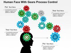 Human face with gears process control flat powerpoint design