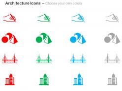 Human hand geometrical shapes bridge towers ppt icons graphics