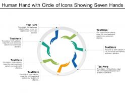 Human hand with circle of icons showing seven hands